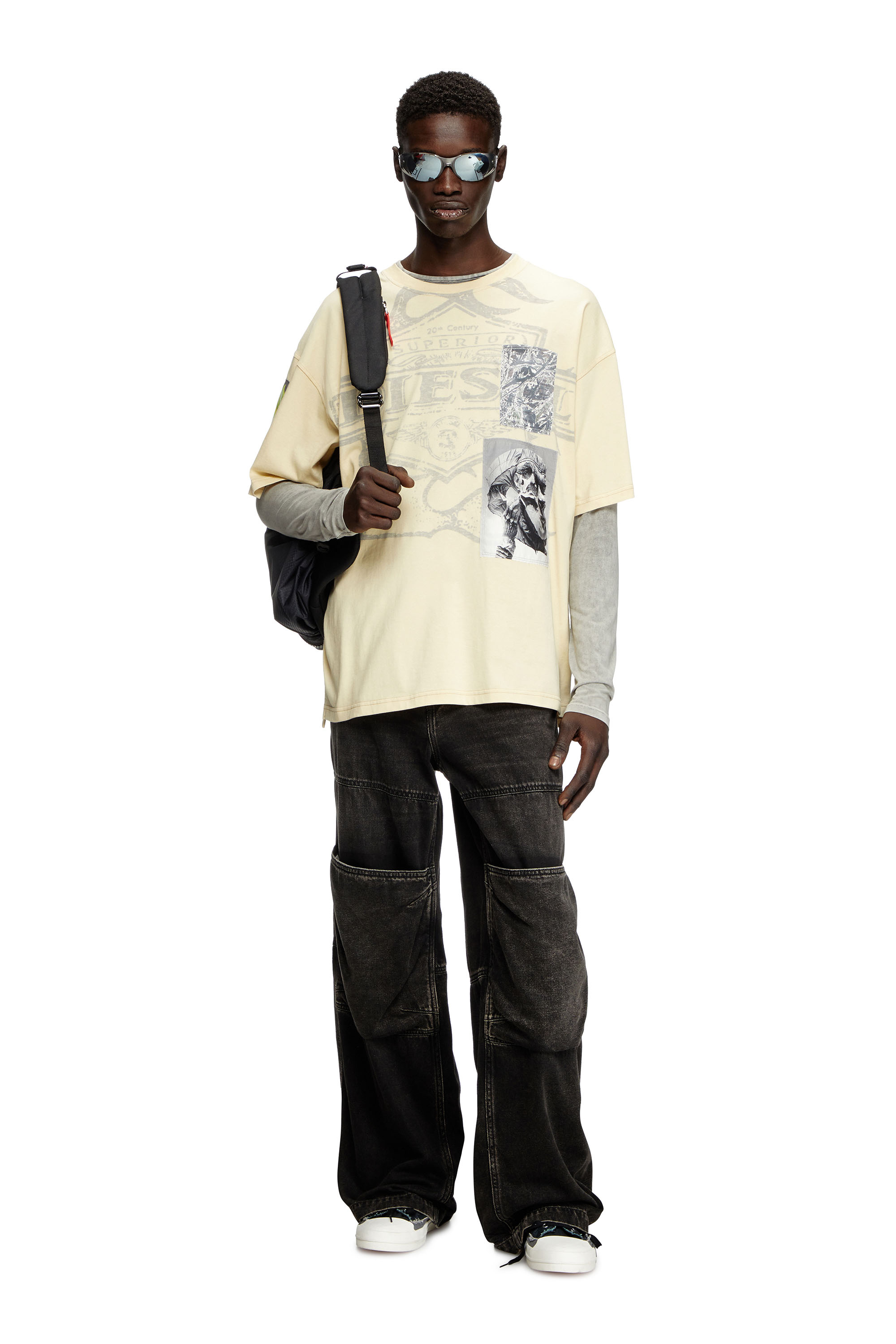 Diesel - T-BOXT-SLITS-R8, Male's T-shirt with patch detail in ホワイト - 3