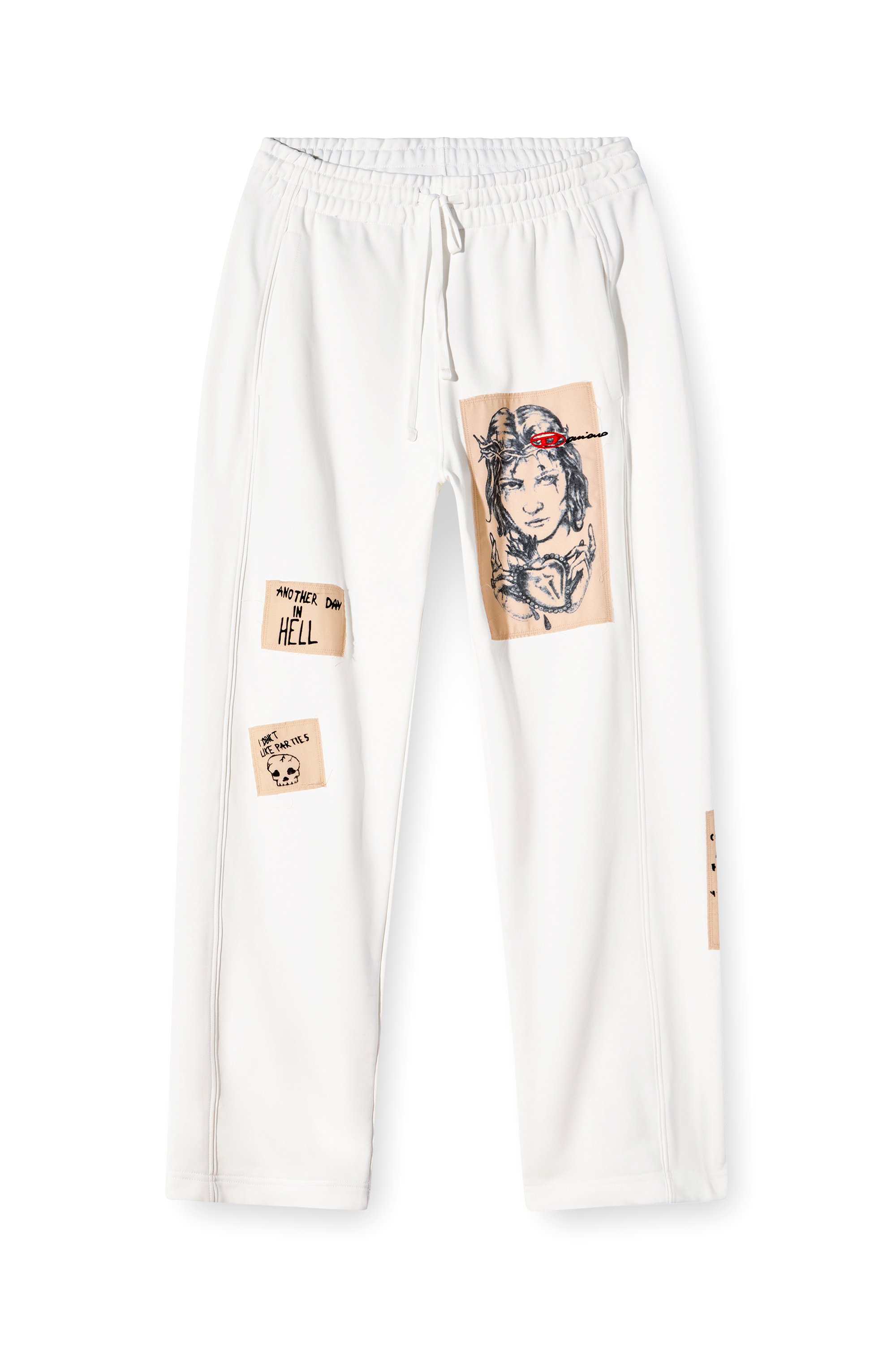 Diesel - P-MARTYANS-DD, Unisex's Track pants with tattoo patches in ホワイト - 3