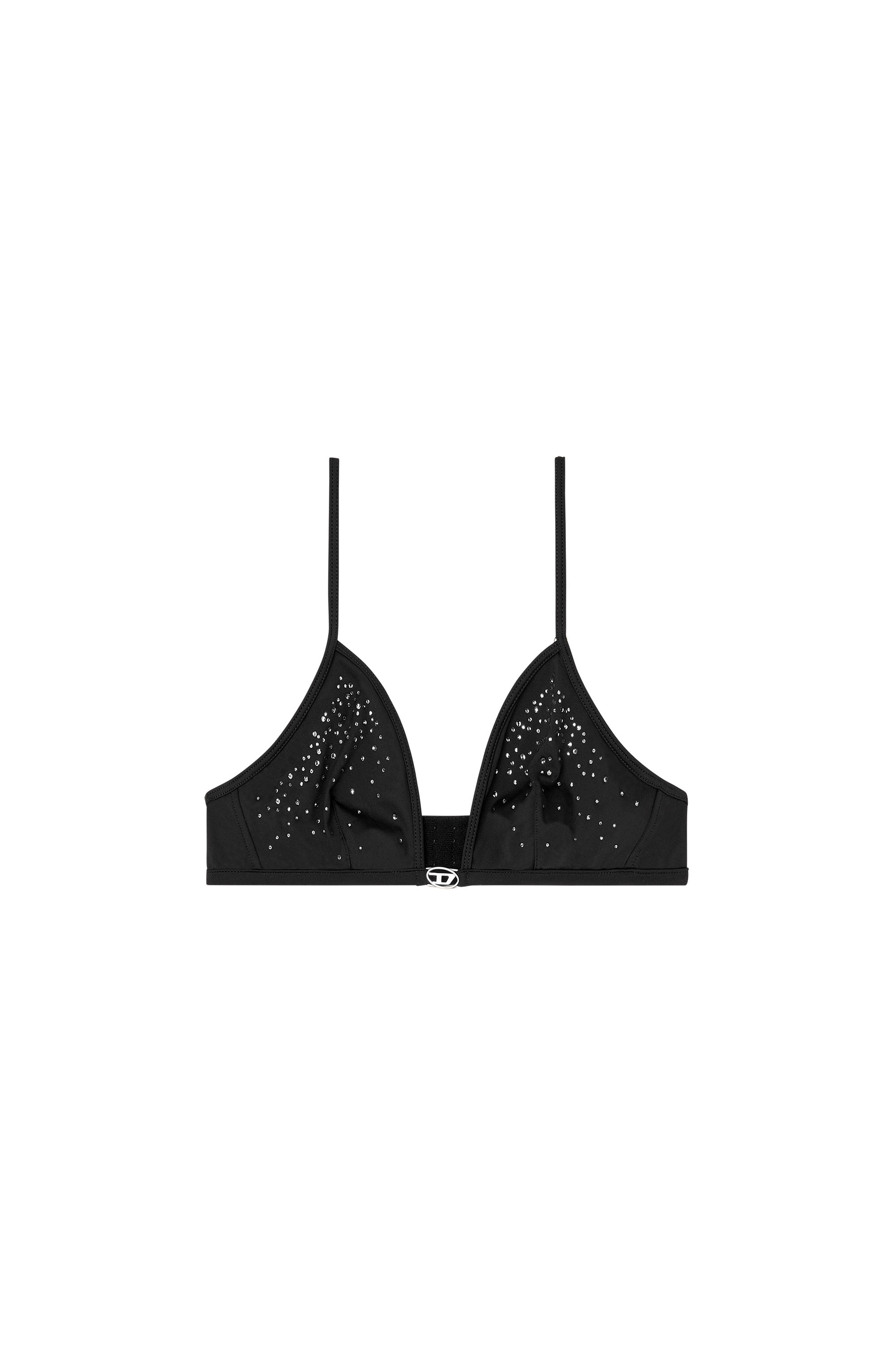 Diesel - LUNA-DNM, Female's Microfibre triangle bra with crystals in ブラック - 4