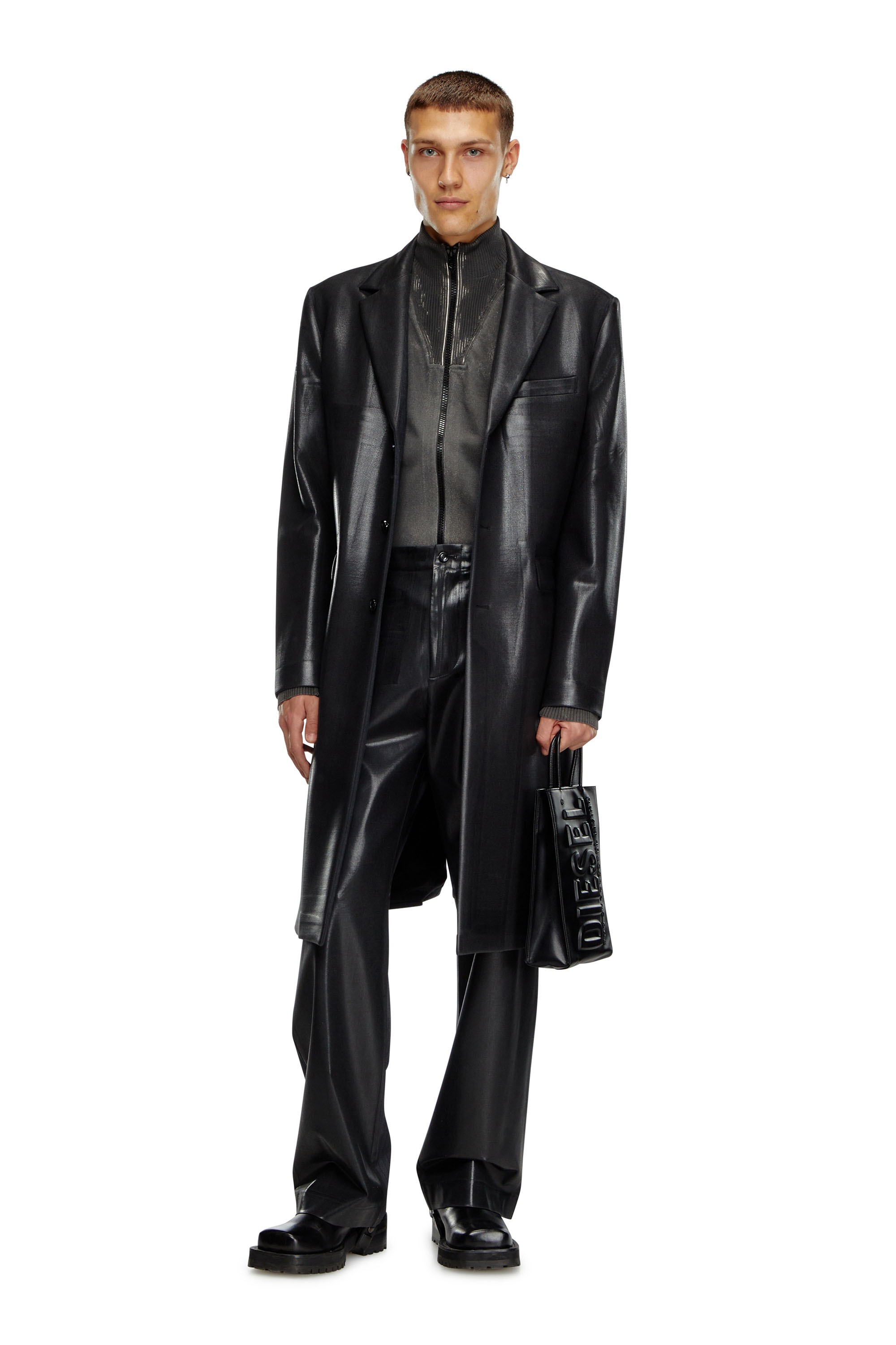 Diesel - DSL 3D SHOPPER M X, Male's Dsl 3D M-PU tote bag with embossed logo in ブラック - 2